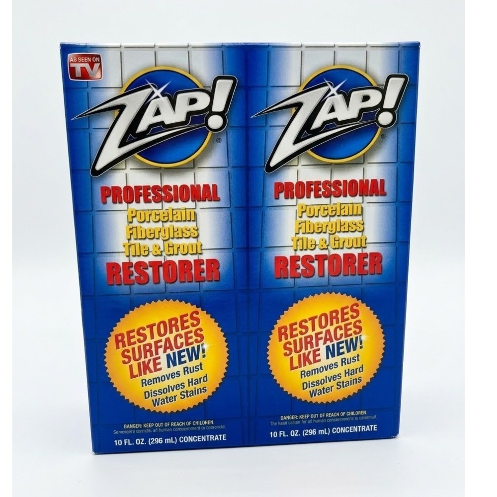 Zap! Professional Porcelain Fiberglass Tile Grout Restorer 10oz 2pk Concentrate